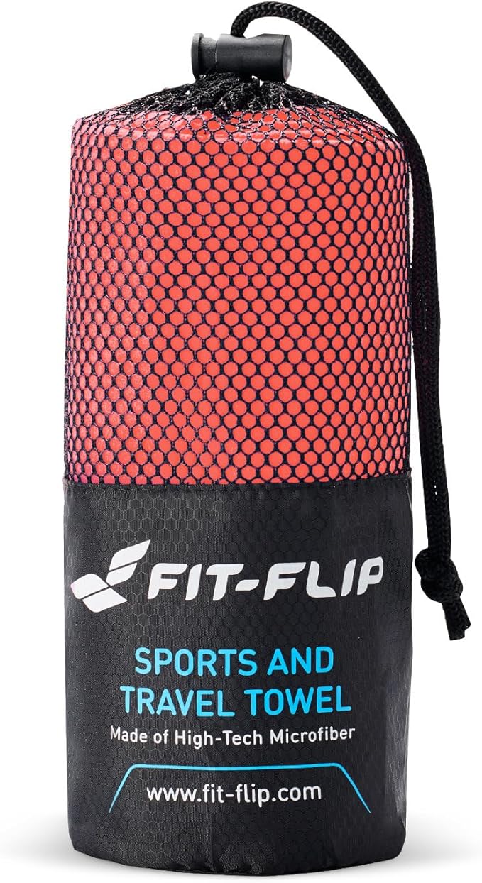 Fit-Flip Travel Towel - Compact & Ultra Soft Microfiber Camping Towel - Quick Dry Towel - Super Absorbent & Lightweight for Sports, Beach, Gym, Backpacking, Hiking and Yoga