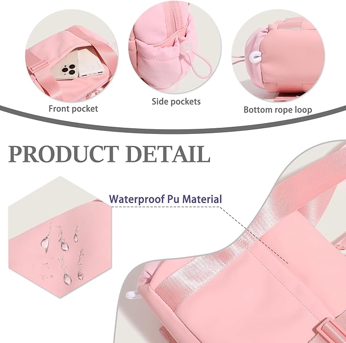 Mini Gym Bag for Women & Girls with Wet Compartment Small Gym Tote Bag Waterproof Travel Duffle Bag Cute Workout Sports Bag, Black