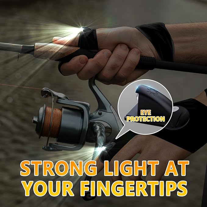 LED Flashlight Gloves, Unique Gift for Men Dad Father Husband Birthday Stuff, Cool Stretchy Fingerless Light Gloves Gadget for Repairing Electrician Mechanic DIY Handmade, 1 Pair