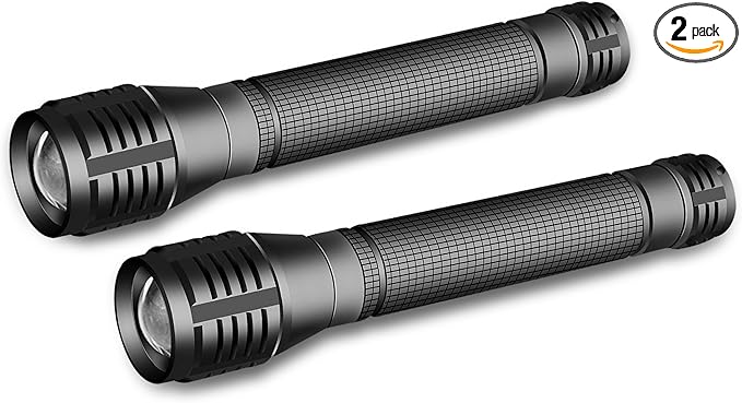LED 2000 Lumens 3 Modes Adjustable Focus 2-Cell AA Flashlight,2-Pack