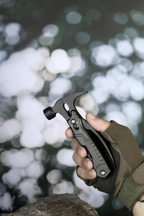 KA-71 14-in-1 Multitool with Safety Locking, Professional Stainless Steel Multitool Pocket Hammer,Wire Cutters,Serrated Knife,Nail File,Apply to Home Renovation, Garage, DIY jobs and Camping