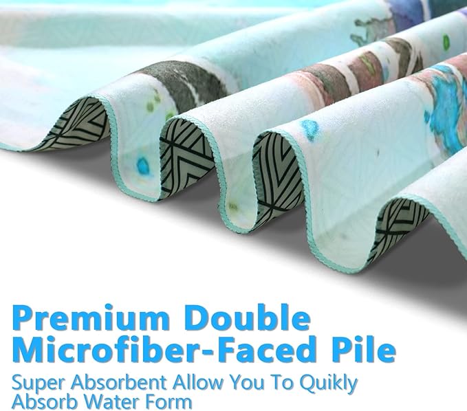 Microfiber Beach Towels 2 Packs, Oversized Quick-Dry Towels for Adults, Lightweight Thin Towels (72" x 36") for Swimming, Beach, Camping