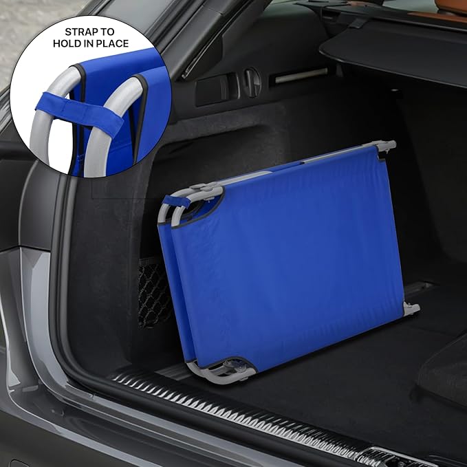 MoNiBloom Lightweight Folding Camping Cot Bed, Ultralight Folding Portable Compact Cots for Outdoor Travel Base Camp Hiking Mountaineering Lightweight Backpacking, Weight Capacity 195 lbs, Blue