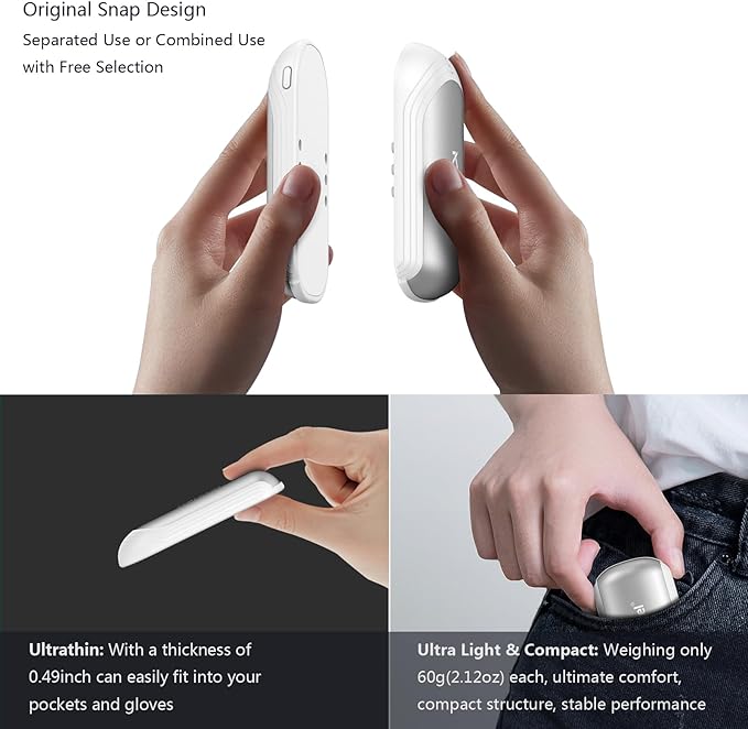 Karecel Hand Warmers Rechargeable 2 Pack, 5000mAh Hot Electric 2 in 1 Hand Warmer Portable Pocket Heater Reusable Handwarmers, Best Electronic Gifts for Men Women Kids, Hunting, Golf, Camping