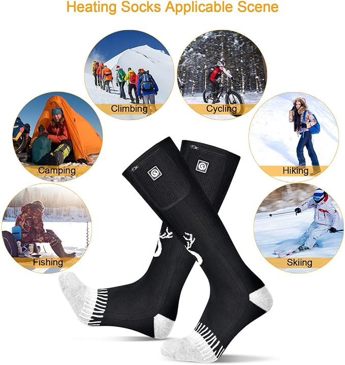 Upgraded Rechargeable Electric Heated Socks,7.4V 2200mAh Battery Powered Cold Weather Heat Socks for Men Women,Outdoor Riding Camping Hiking Motorcycle Skiing Warm Winter Socks