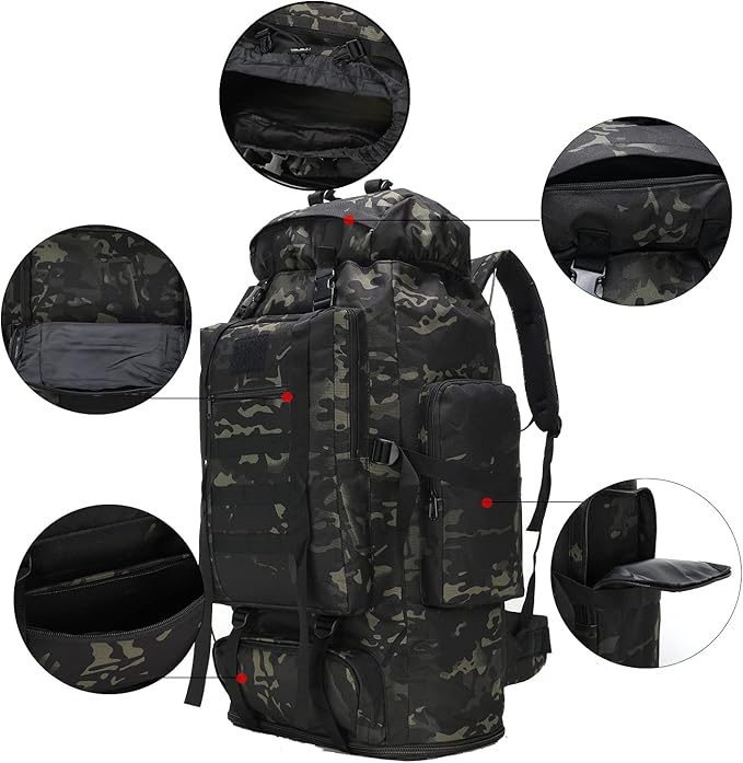 Hiking Backpack for Men 70L/100L Camping Backpack Military Rucksack Molle 3 Days Assault Pack for Climbing