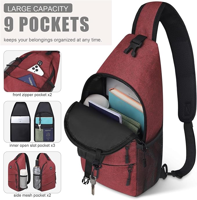 Crossbody Bags for Women Men Trendy Sling Bag Bakpack Casual Chest Bag with Convertible Shoulder Strap