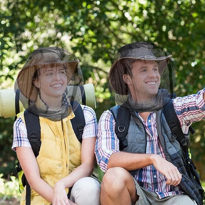 Gray Mosquito Net Mesh Face Neck Fly Netting Hood from Bugs Gnats No See Net for Outdoor Hiking Camping Climbing with Carry Bags Fits Most Sizes of Hats Caps Camping and Hiking Equipment
