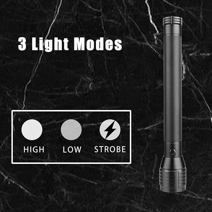 4 D-Cell Flashlight Battery Powered(Batteries not Included), 3 Modes & Zoomable, Ultra Bright Big Flashlights