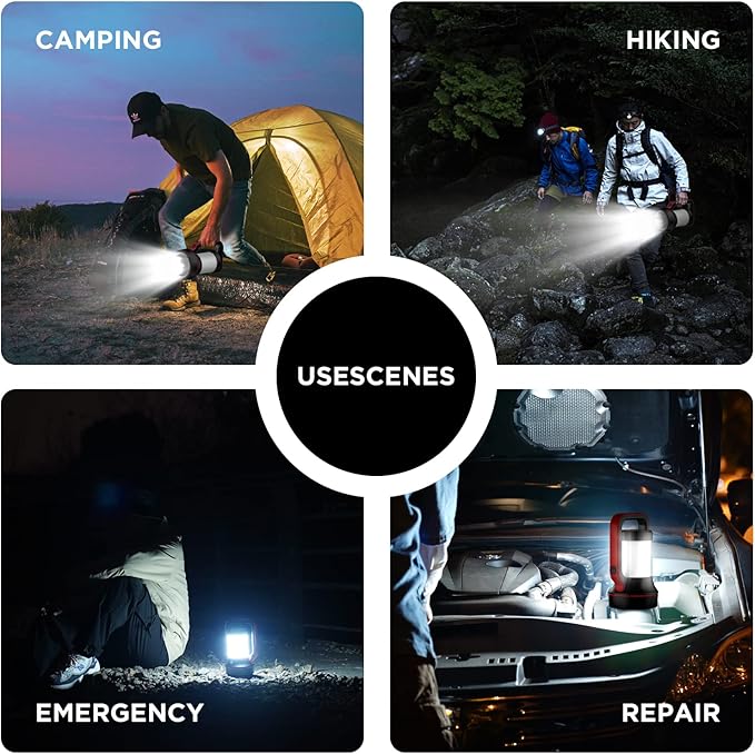 Rechargeable Spotlight Super Bright 12000 Lumen LED Flashlight Handheld Spotlight 10000mAh Long Lasting Large Flashlight Searchlight for Camping Outdoor Hunting Emergency as Gift
