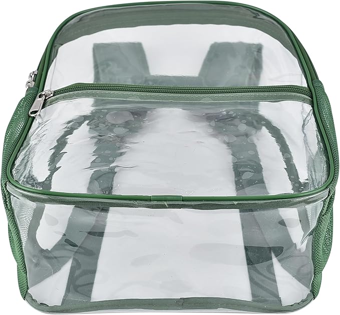 Oraben Clear Backpack for Stadium Events Clear Stadium Backpack 12x6x12 Bag (Enhanced Strap, Forest Green)