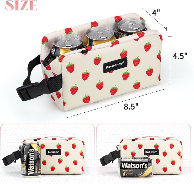 Small Cooler Bag Freezable Lunch Bag for Work School Travel,Small Lunch Bag,insulated snack bag For Adults/Kids,Mini Cooler,Lunch bag small Fit For Yogurt(Strawberries)