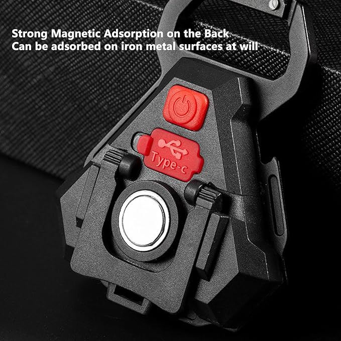 Keychain Flashlight 500 Lumens Portable Bottle Opener 7 Lights Modes USB Charging COB Keychain with Magnet Base for Fishing Walking Camping