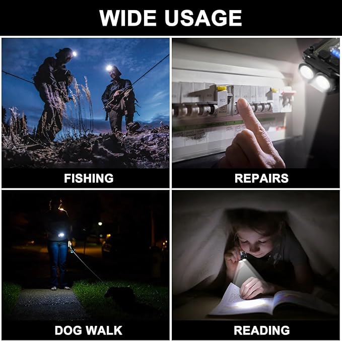 SEFONE 8 Modes Clip on Flashlight Mini EDC Keychain Flashlight, Running Light LED & COB Small Pocket Flash Lights, Super Bright 800 High Lumens Work Light Men Gifts (Black)