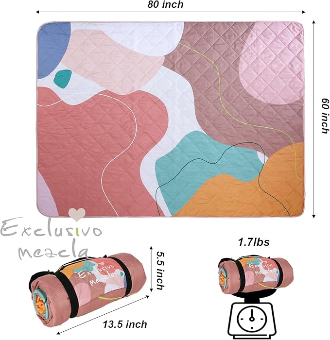 Exclusivo Mezcla Waterproof Picnic Blankets 3-Layer 60x80 Inches Large Sandproof Beach Blanket Foldable Outdoor Blanket for Camping on Grass Picnic Mat