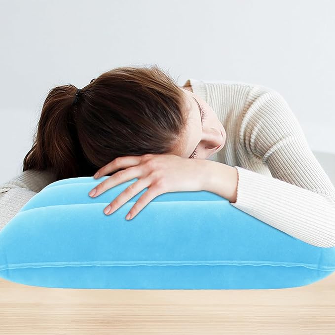 2 Pack Ultralight Inflatable Camping Pillows for Sleeping & Travel, Camp Pillow Backpacking for Sleeping, Inflatable Beach Ergonomic Pillows for Camping Hiking Home Sleeping (Sky Blue+Gray)