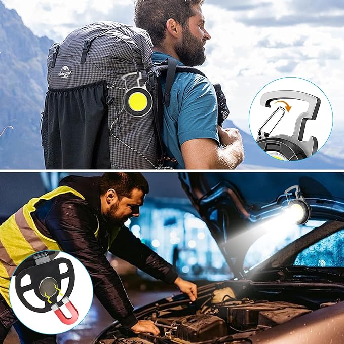 Keychain Flashlights Led Mini - 4 Light Modes Small Rechargeable Flashlight Red Light Mode Emergency Flashlights and Folding Bracket Bottle Opener,Portable Flashlight for Camping,Hiking 2Pack