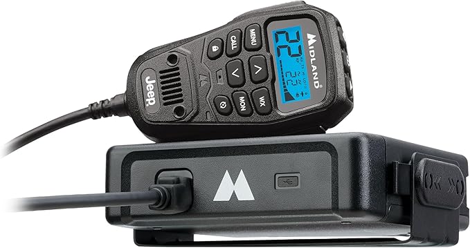 Midland – MXT575J - Jeep® 50 Watt GMRS MicroMobile® Two-Way Radio - Farms Ranches Overlanding Trails Off-Roaders - 8 Repeater Channels - Compact Design External Magnetic Mount 2.1dB Unity Gain Antenna