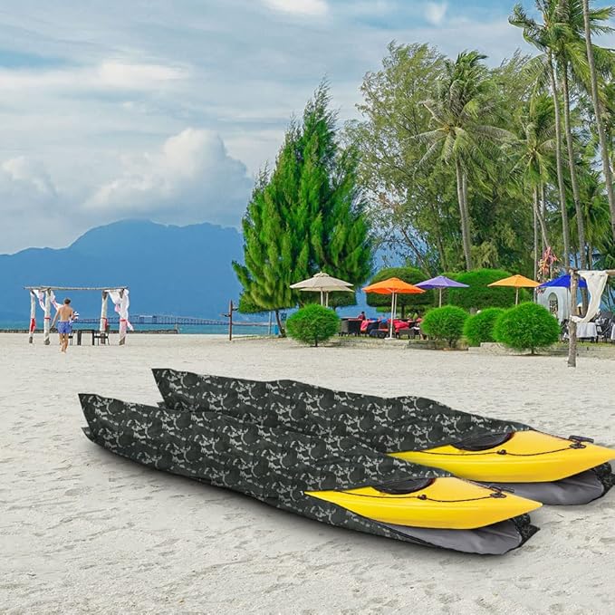 i COVER 16ft Kayak Cover- Water Proof Heavy Duty Kayaks/Canoe Covers Fits Canoes or Paddleboards up to 16ft Long and Beam Width up to 36in, Camo