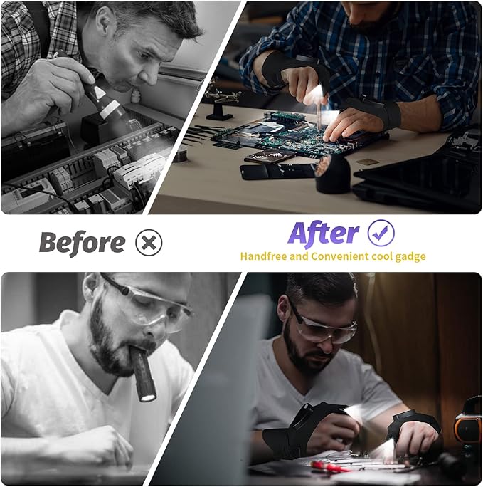 Rechargeable Led Flashlight Gloves, Birthday Fathers Day Gift from Daughter Son Wife, Unique Camping Gadgets Led Gloves for Men Mechanic Car Guy Repairing