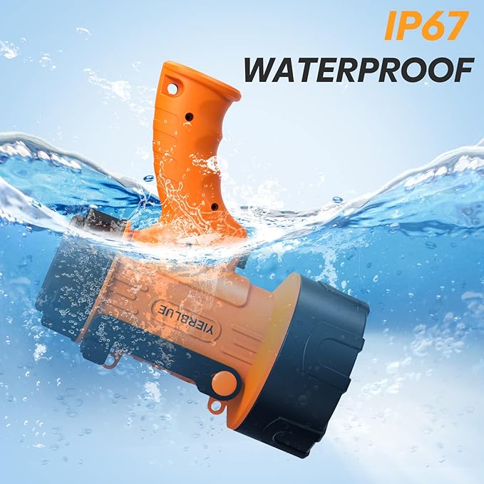 YIERBLUE Rechargeable Spotlight, Waterproof Handheld Flashlight, 200000 Lumens LED, 10000mAh Battery, IP67 Waterproof, 3 Adaptable Settings, 18W USB-C Port