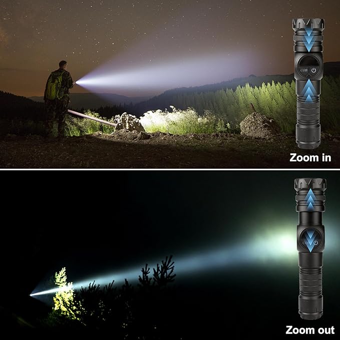 Flashlights High Lumens, Rechargeable Flashlights with COB Sidelight, 3500 Lumen Super Bright Flashlight, Magnetic Flash Light of Digital Power Display, Outdoors