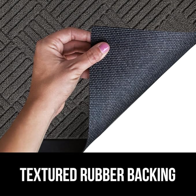 GORILLA GRIP 100% Waterproof All-Season WeatherMax Doormat, 72x24 Runner, Durable Natural Rubber, Stain and Fade Resistant, Low Profile, Indoor Outdoor Door Mats, Easy Clean Entry Mat, Gray Diamond