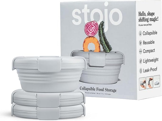 STOJO Collapsible Bowl - Opaque Sets- Reusable Silicone Bowl (3, Cashmere)