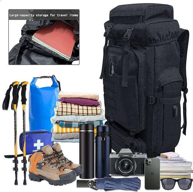 80L 100 Liters Camping Hiking Military Tactical Backpack,Water Resistant Large Travel Daypacks Outdoor MOLLE Rucksack