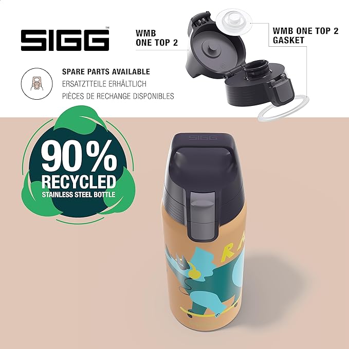 SIGG - Insulated Kids Bottle - Shield One Therm - For Carbonated Beverages - Dishwasher Safe - Stainless Steel - 17 Oz