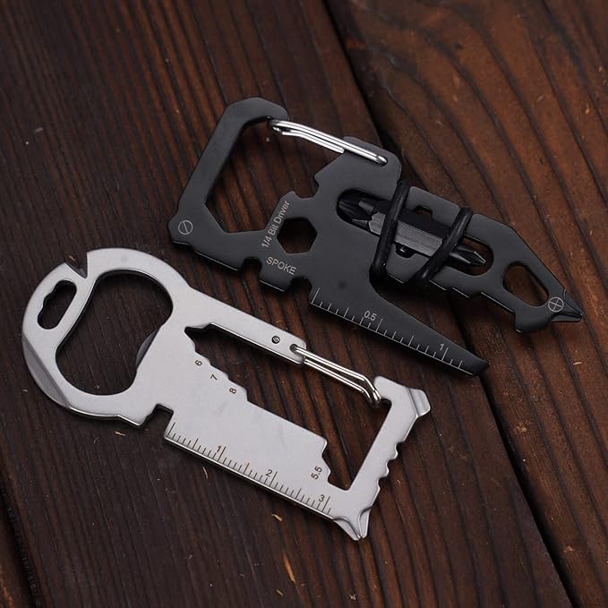 15-in-1 Carabiner Multitool with Bottle Opener, Screwdriver, Wrench - EDC Pocket Tools for Outdoor Camping Gadgets - Suitable for Men and Women 2pcs