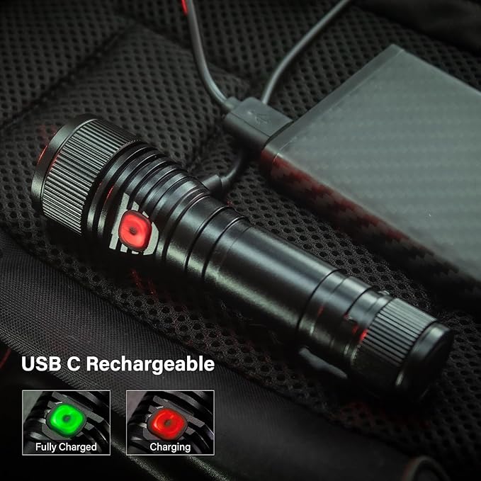 77outdoor Small Flashlight Powerful 1000 High Lumen, S15 Pro USB C Rechargeable Pocket Flashlight with Clip, Super Bright LED, Magnetic Tail Cap for EDC, Camping, Emergency