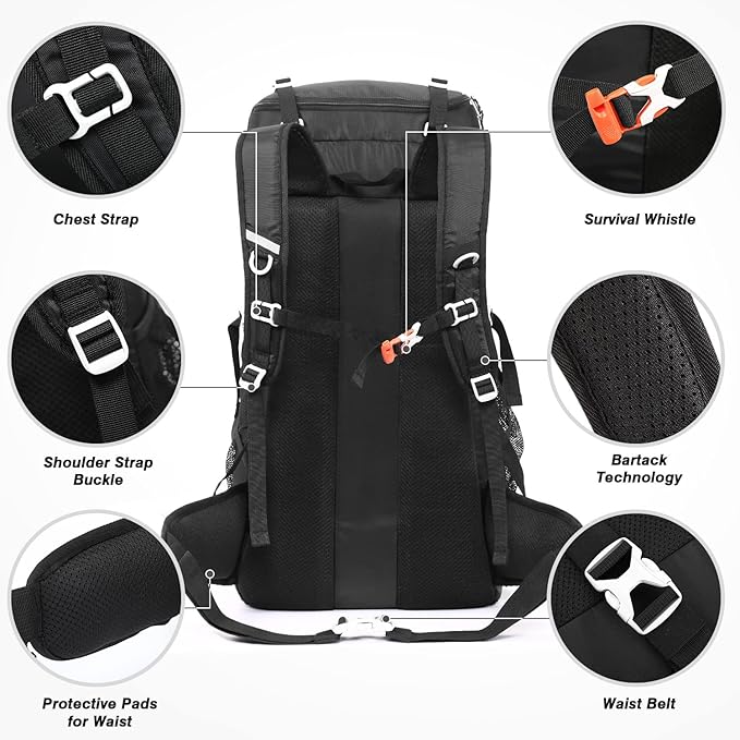 HOMIEE 50L Hiking Backpack Travel Bag Waterproof Camping Backpack with Rain Cover Lightweight Backpacking Backpack Rucksack