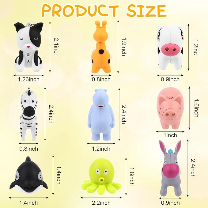 9 PCS Nurse Flashlight Pediatric Nurse Flashlight Keychain Animal Flashlight Giraffe Cow Pig Hippo Octopus Spotted Puppy Horse Whale Little donkey Keychain Pen Light for Nurse Badge Reel