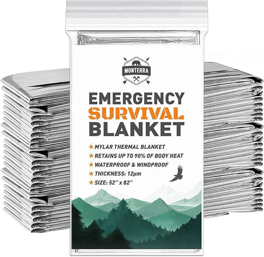 Emergency Blankets for Survival, 8 Pack, Mylar Foil Blankets, Thermal Space Blanket, Car Supplies, Camping Accessories, Hiking, Outdoor Gear and Equipment, Bug Out Bag.