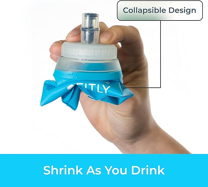 Large Soft Flask - 17 oz (500 ml) - Shrink As You Drink Pocket Soft Water Bottle for Hydration Pack/Running Vest- Folding Water Bottle for Running, Hiking, Cycling - Ski Water Bottles (F5L)