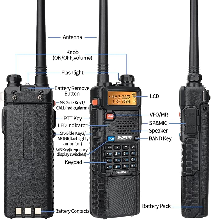 Baofeng UV-5R 8W Ham Radio Long Range Walkie Talkies for Adults Baofeng UV5R Two Way Radio with Earpiece 3800mAh Battery (2)