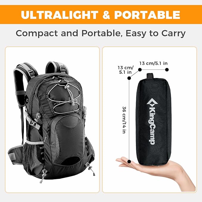 KingCamp Folding Camping Cots, Foldable 265lbs Heavy Duty Portable Ultralight Lightweight Sleeping Bed with Mattress Pad Pillow for Adults Outdoor Backpacking Travel Hiking, Black