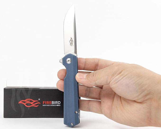 Firebird GANZO FH11S-GY Pocket Folding Knife Ball Bearing D2 Steel Blade G10 Anti-Slip Handle with Clip Hunting Fishing Gear Camping Outdoor Folder EDC Pocket Knife (Gray)