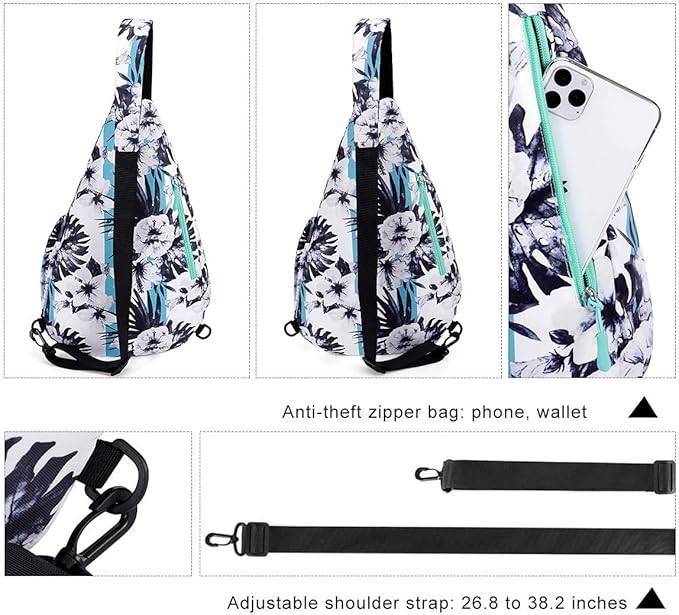 HUA ANGEL Crossbody Sling Bag for Men & Women Lightweight Waterproof Chest Shoulder Bag for Travel Hiking & Everyday Use