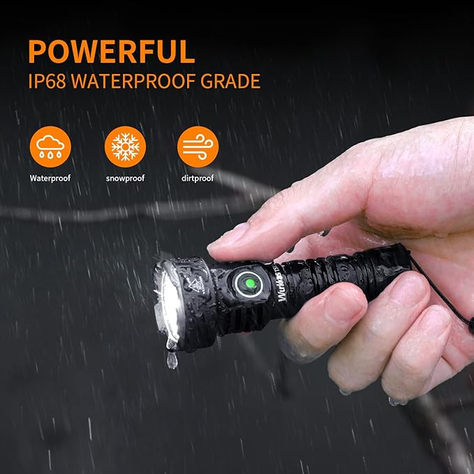 Wurkkos TS12 LED Mini Flashlight Rechargeable, 1050 High Lumens Pocket Flashlight, Super Bright Small LED Flash Light, IP68 Waterproof EDC Torch Light for Camping, Outdoors, Hiking, Emergency, Hunting