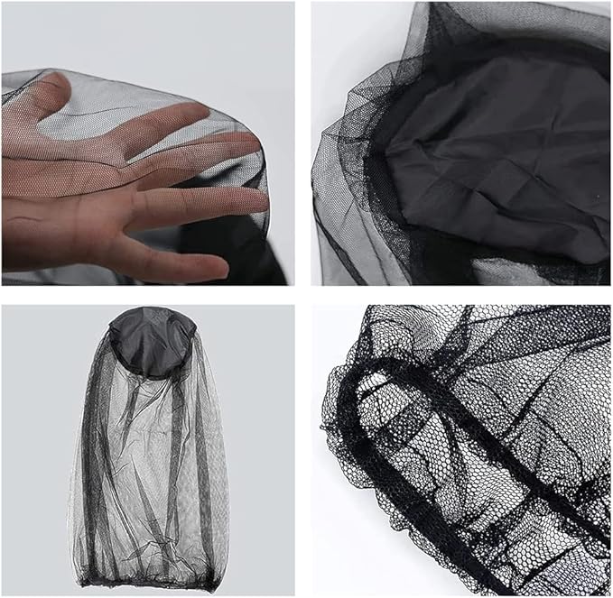 4 Pcs Face Mesh Nets Mosquito Protection Nets Mosquito Hats Black Head Net Covers Face Netting Covers Large Outdoor Head Mesh Hats for Women Men