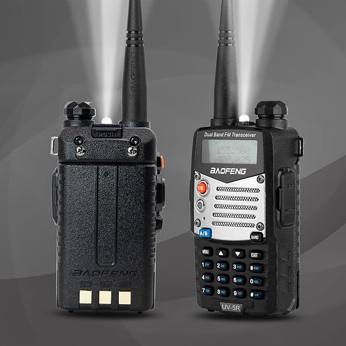 BAOFENG UV-5R 8W Ham Radio Handheld Dual Band 2-Way with an Extra 3800mAh Battery with BAOFENG Hand Mic and Programming Cable