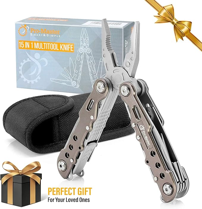 15in1 Multitool Pocket Knife - Amazon Amazon for Men for Men - Portable Heavy Duty Folding Utility Multi Tool - Multipurpose All In One for Camping Survival Travel Home