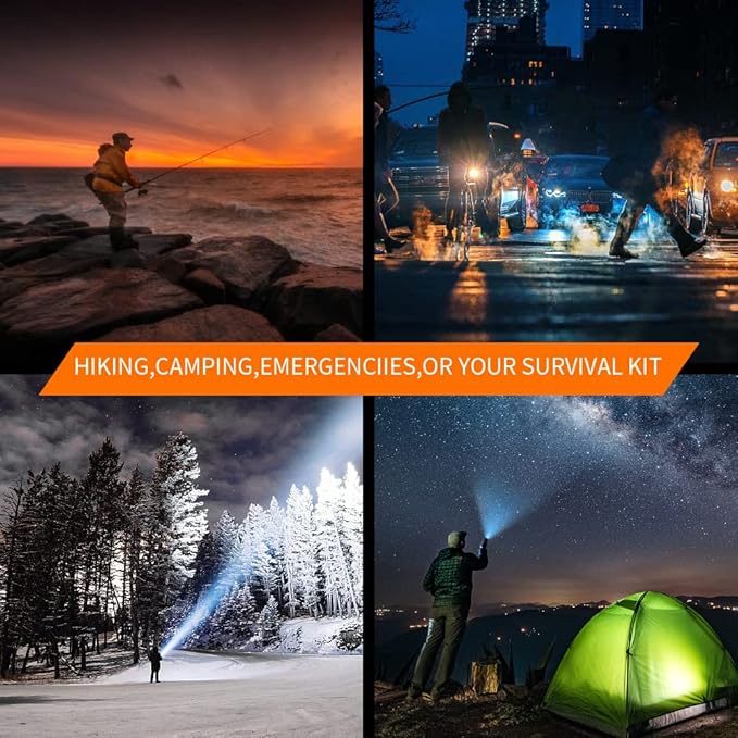 SuperFire Rechargeable Flashlight High Lumen,Zoomable Small Flashlight 3600 Lumen Led Flash Light,IP46 Water Resistance,5 Modes,for Emergency Outdoor Use,Camping,Hiking,Walking