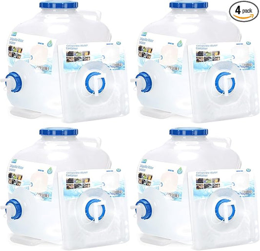 Collapsible Water Container,Potable Water Storage Containers,Water Jug 5.3 Gallon,Camping Water Container with Spigot,Double Handles Foldable Portable Water Jug for Camping,Hiking,Outdoors (4 Pack)