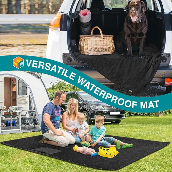 SUN CUBE Large Waterproof Camping Blanket, Fleece Quilted Stadium Blanket for Cold Weather, Windproof Foldable Outdoor Blanket Mat for Picnic, Beach, Pets, Car, 60x80in
