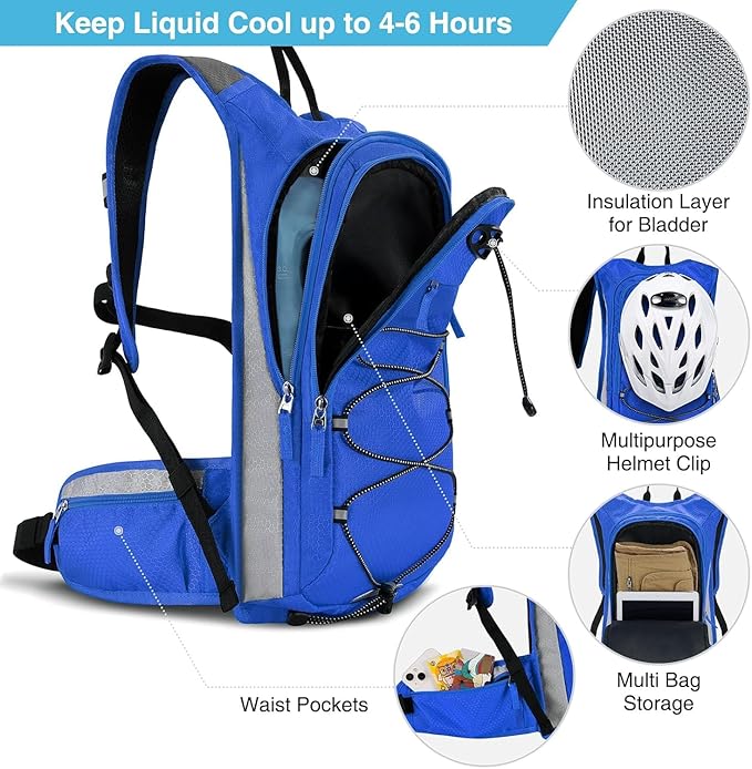 3L Hydration Backpack, Insulated Water Backpack, Hiking Backpack with Water Bladder, Lightweight Water Backpack for Hiking, Biking, Running, Climbing