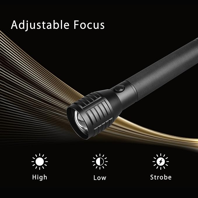 Heavy Duty 3 D-Cell Flashlight, Zoomable Flash Light, Ultra Bright Flashlights for Camping, Hiking, Home