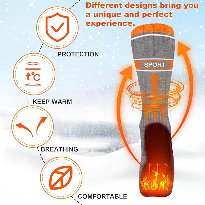 Heated Socks for Men Women,5000mAh Rechargeable Foot Warmer Electric Heating Socks with 3 Heating Settings & App Remote Control Thermal Electric Socks,Warm Socks for Hunting Skiing Camping Hiking